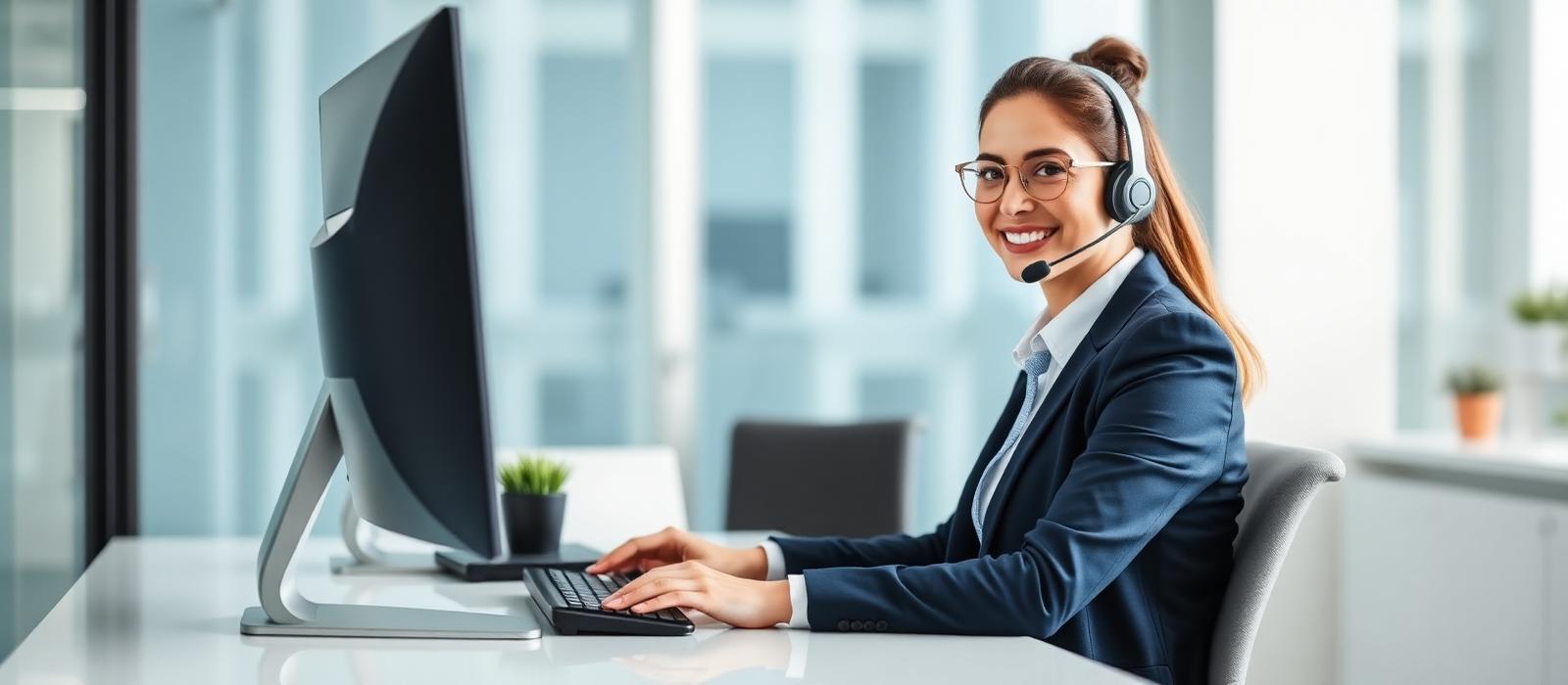 Conseillère du service client KapitalKredit24 à son poste de travail