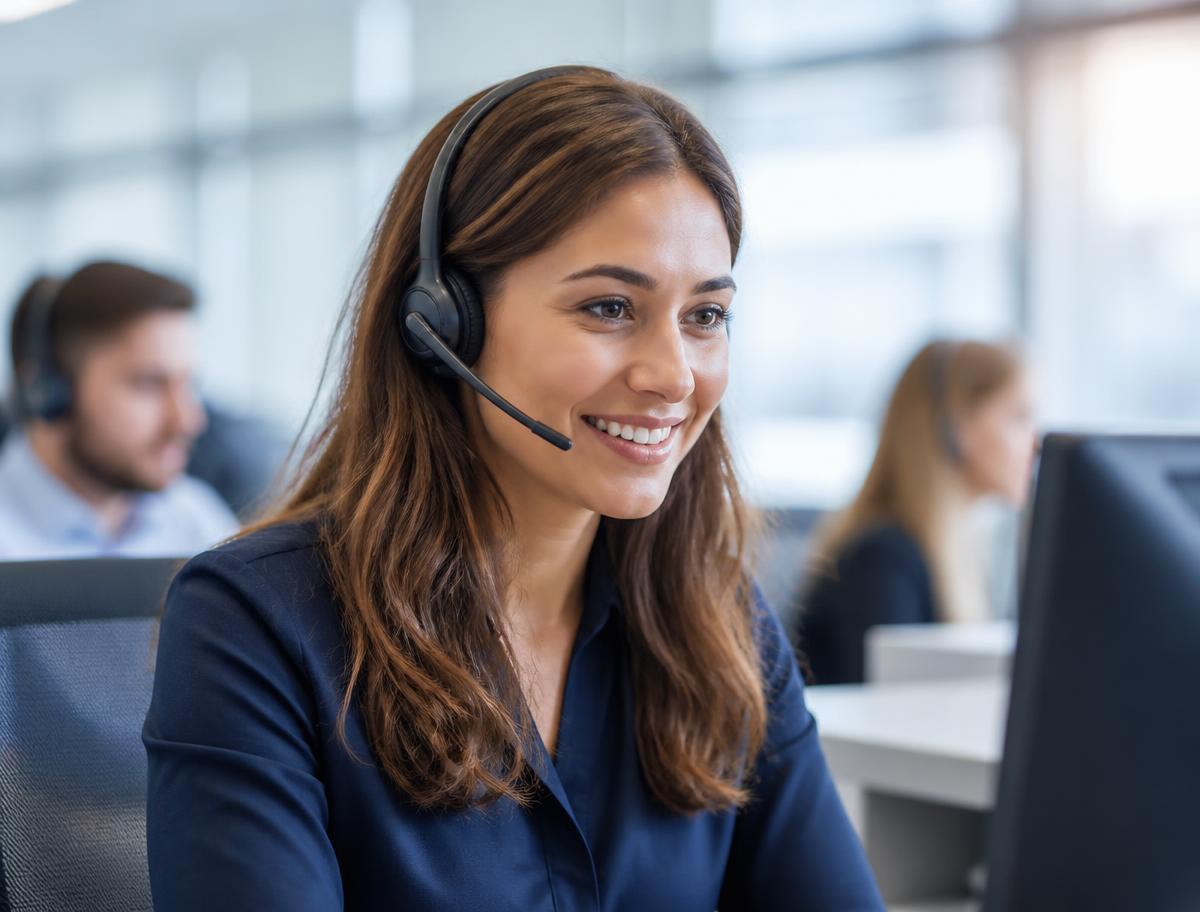 Conseillère professionnelle en communication téléphonique avec un demandeur